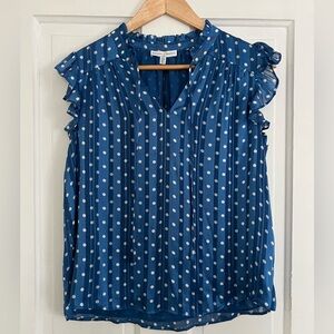 NWT Maison d’Amelie blue polka dot blouse size small